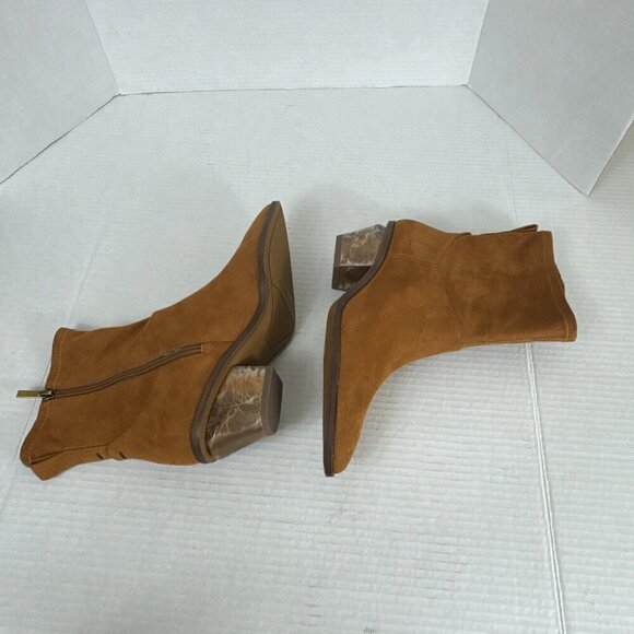 Franco Sarto NWOB Women's 7.5M Sammi Faux‎ Suede Brown Booties - Picture 11 of 13